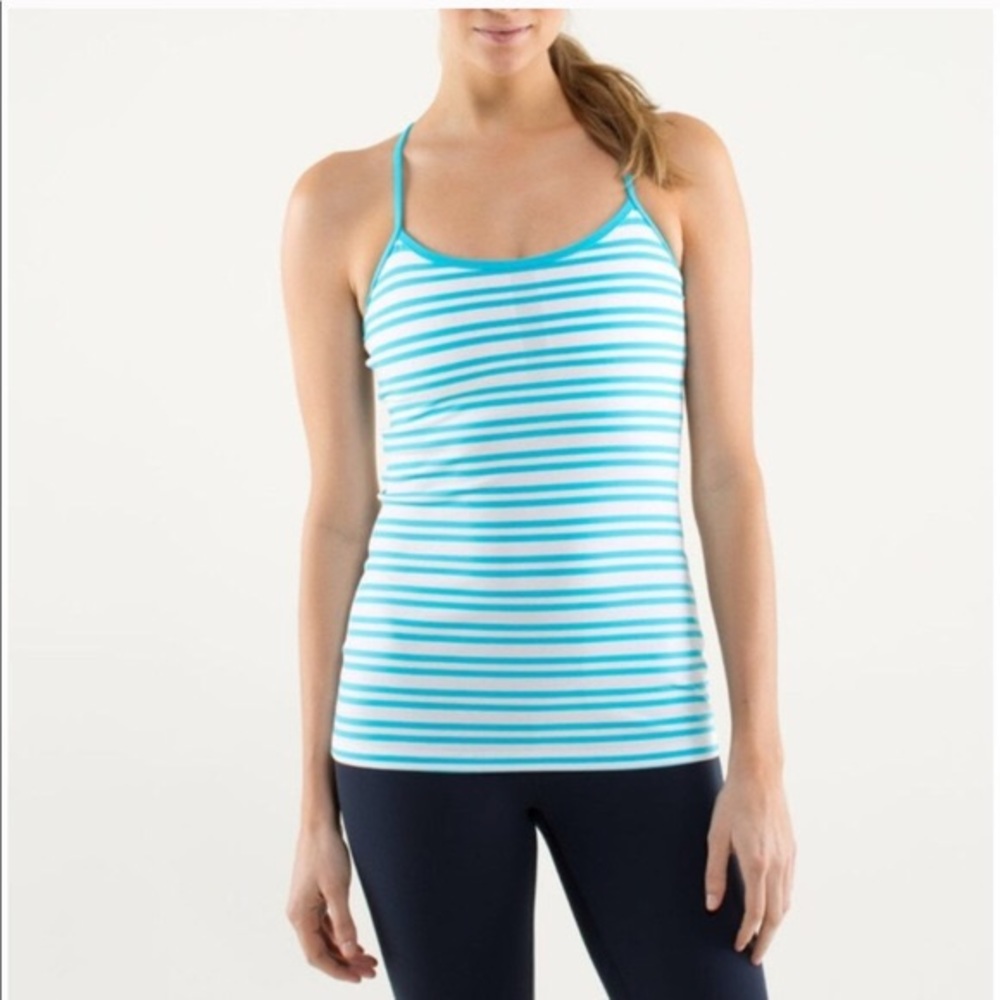 Lululemon Athletica Power Y Tank Blue/White Stripe